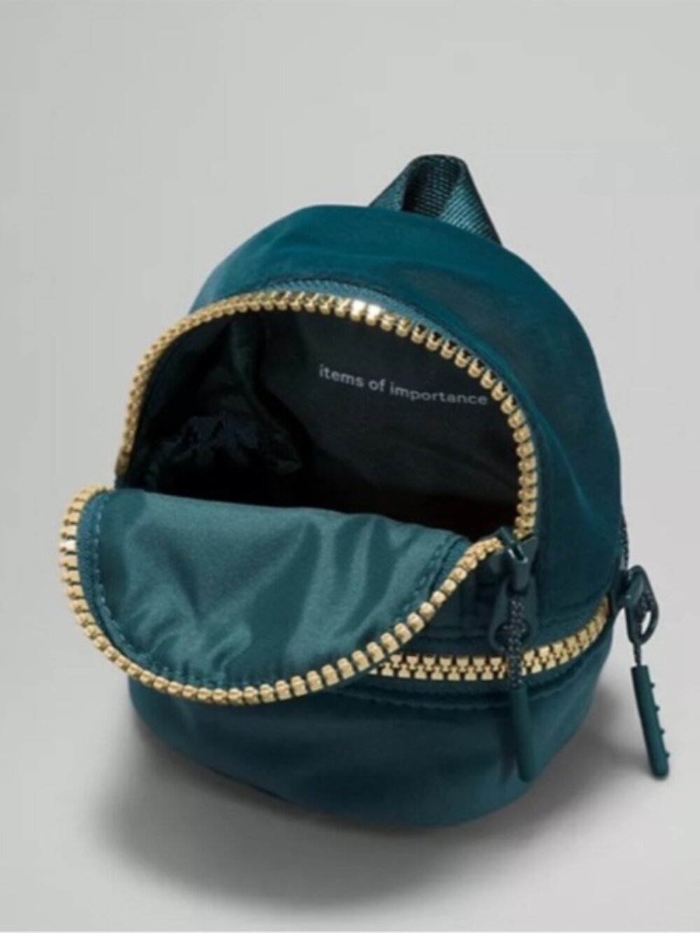 lululemon athletica Mini Backpack Bag Charm in Teal with Gold Hardware - Picture 3 of 6